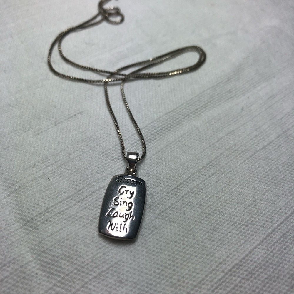 Sterling silver friendship necklace, solid pendant on thin chain, 16 inches